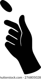 A silhouette of a hand flipping a coin. Represents the concept of gambling, investment, and taking chances. Suitable for illustrating finance, business risks, and investment opportunities. Available as a vector illustration for easy customization.