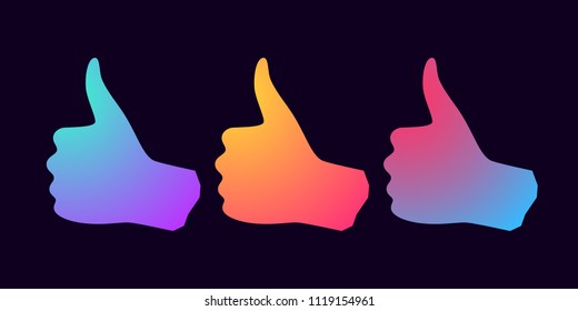 Silhouette of Hand with Gradients. Vector illustration of Digital Hand Projection with Thumb up