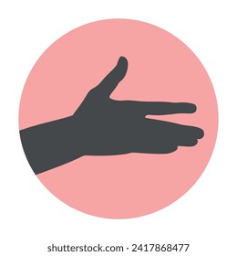 Silhouette of a hand with greeting gesture. Vector illustration