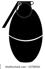 silhouette of a hand grenade not yet detonated