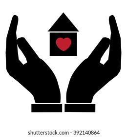 silhouette hand heart house love caring family
