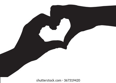 Silhouette hand in heart shape