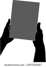 silhouette hand holding book vector