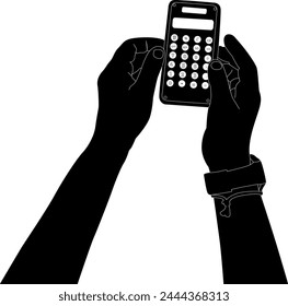 Silhouette hand holding calculator vector svg