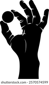 Silhouette of Hand Holding Coin. Vector illustration