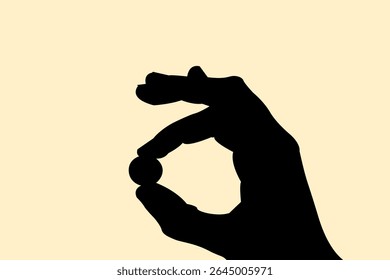Silhouette of hand holding coins with the fingers. Symbol of economy business concept. Vector illustration