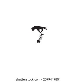silhouette of a hand holding a fish thorn illustration icon vector