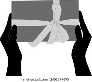 silhouette hand holding gift box