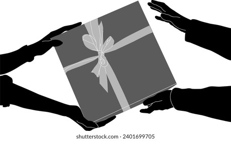 silhouette hand holding gift box