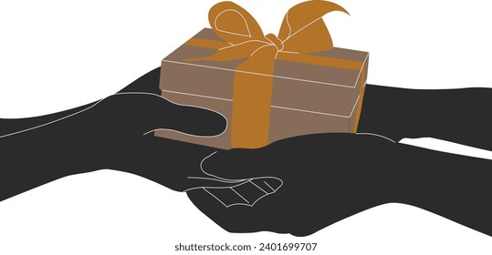 silhouette hand holding gift box