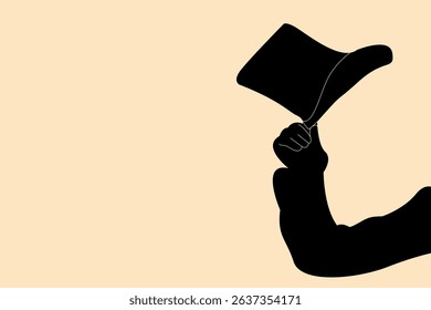 Silhouette of hand holding hat concept. Icon of people action gantle on public. Vector illustration.
