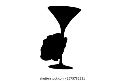 silhouette of hand holding martini glass vector illustration