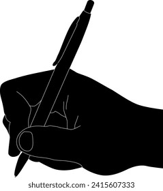 silhouette hand holding pen vector
