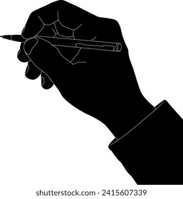 silhouette hand holding pen vector