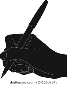 silhouette hand holding pen vector