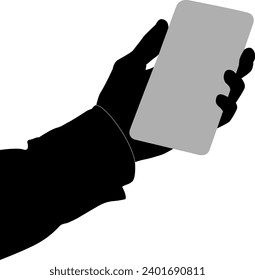 silhouette hand holding phone vector