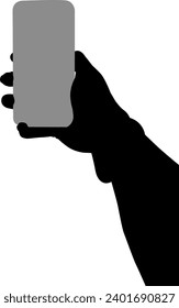 silhouette hand holding phone vector