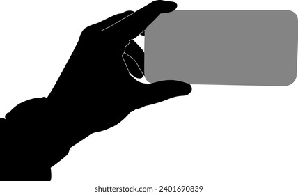 silhouette hand holding phone vector