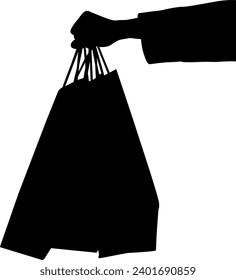 silhouette hand holding shopping bag