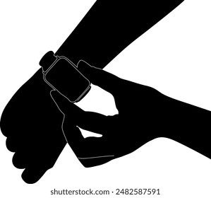 Silhouette hand holding smart watch