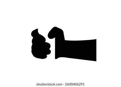 Silhouette of hand holding something vector icon illustration on white background.