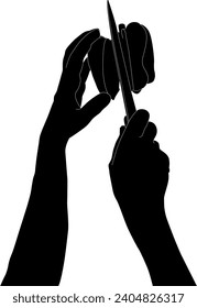 silhouette hand with knief vector