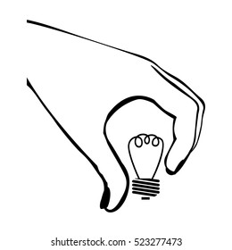 silhouette hand with light bulb