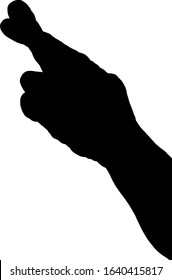 Silhouette of a hand making the finger crossed sign indicating hope for luck. Vector illustration.