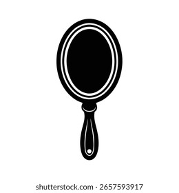 Silhouette a hand mirror with concentric circles a handle reflection cosmetic