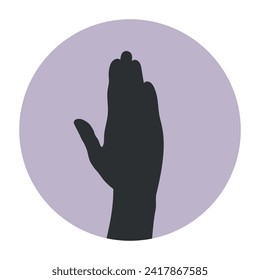 Silhouette of a hand with open palm up. Vector illustration