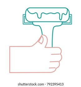 silhouette hand with paint roller tool to decorate