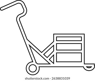 silhouette of hand Pallet Jack Vector Icon, Premium download icons of luggage cart Logistics Delivery, Minimalist template design elements, Jack Stacked With Boxes Thin Line art, for mobile app