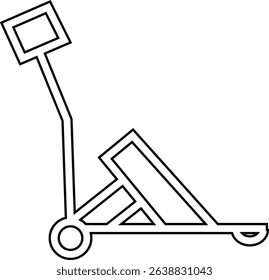 silhouette of hand Pallet Jack Vector Icon, Premium download icons of luggage cart Logistics Delivery, Minimalist template design elements, Jack Stacked With Boxes Thin Line art, for mobile app