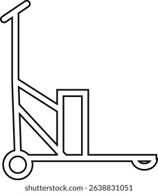 silhouette of hand Pallet Jack Vector Icon, Premium download icons of luggage cart Logistics Delivery, Minimalist template design elements, Jack Stacked With Boxes Thin Line art, for mobile app