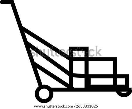 silhouette of hand Pallet Jack Vector Icon, Premium download icons of luggage cart Logistics Delivery, Minimalist template design elements, Jack Stacked With Boxes Thin Line art, for mobile app