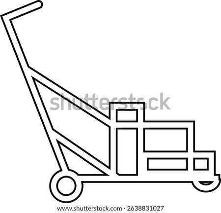 silhouette of hand Pallet Jack Vector Icon, Premium download icons of luggage cart Logistics Delivery, Minimalist template design elements, Jack Stacked With Boxes Thin Line art, for mobile app