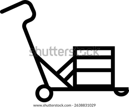 silhouette of hand Pallet Jack Vector Icon, Premium download icons of luggage cart Logistics Delivery, Minimalist template design elements, Jack Stacked With Boxes Thin Line art, for mobile app