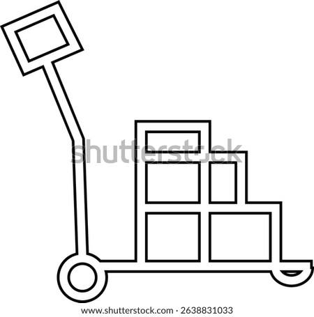 silhouette of hand Pallet Jack Vector Icon, Premium download icons of luggage cart Logistics Delivery, Minimalist template design elements, Jack Stacked With Boxes Thin Line art, for mobile app