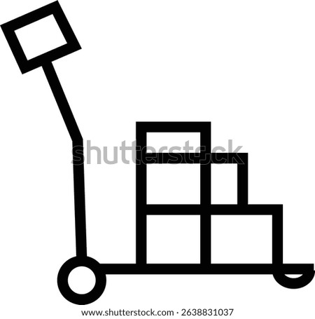 silhouette of hand Pallet Jack Vector Icon, Premium download icons of luggage cart Logistics Delivery, Minimalist template design elements, Jack Stacked With Boxes Thin Line art, for mobile app
