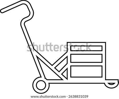 silhouette of hand Pallet Jack Vector Icon, Premium download icons of luggage cart Logistics Delivery, Minimalist template design elements, Jack Stacked With Boxes Thin Line art, for mobile app