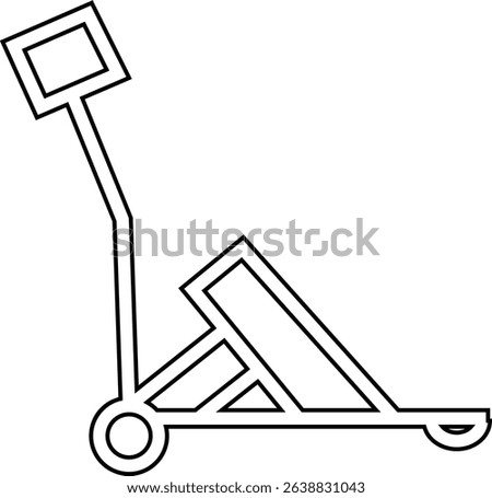 silhouette of hand Pallet Jack Vector Icon, Premium download icons of luggage cart Logistics Delivery, Minimalist template design elements, Jack Stacked With Boxes Thin Line art, for mobile app