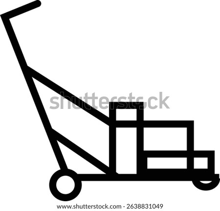 silhouette of hand Pallet Jack Vector Icon, Premium download icons of luggage cart Logistics Delivery, Minimalist template design elements, Jack Stacked With Boxes Thin Line art, for mobile app