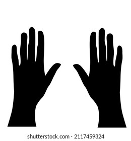 Silhouette of a hand. The pattern of the hand. Vector template with hands. Sketch of a hand. Hand with manicure