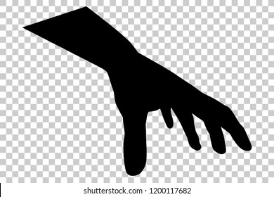 silhouette of hand pick or grab something, at transparent effect