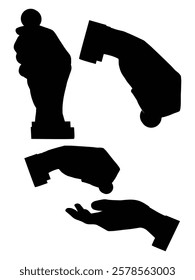Silhouette of Hand Poses Showing Different Counting Gestures