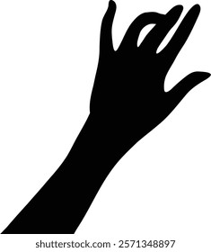 Silhouette of a hand reaching out, fingers slightly curled. A simple, elegant graphic.