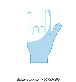 silhouette hand with rock symbol and musical signals