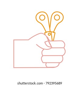 silhouette hand with scissors school tool education