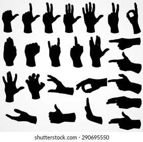 silhouette hand set / vector illustration