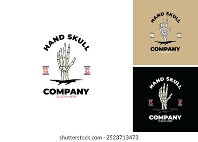 Silhouette of Hand skull silhouette logo design 